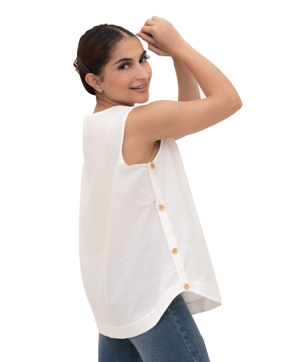 Organic Sleeveless Poplin Top – Herbal Dyed - Image 4