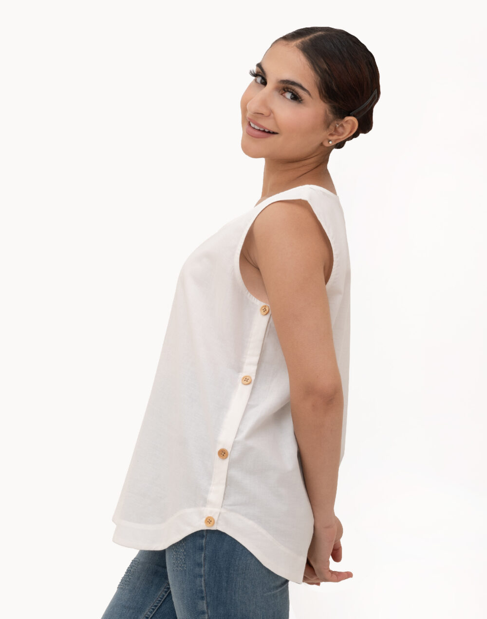 Organic Sleeveless Poplin Top – Herbal Dyed - Image 3