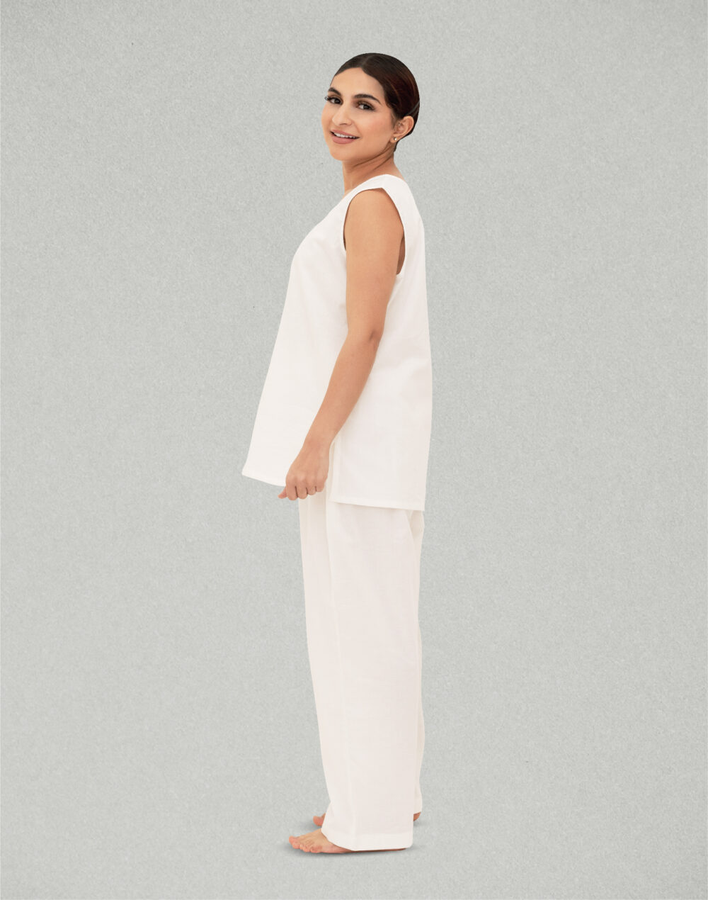 Organic White Cotton Sleepwear Set - Image 3
