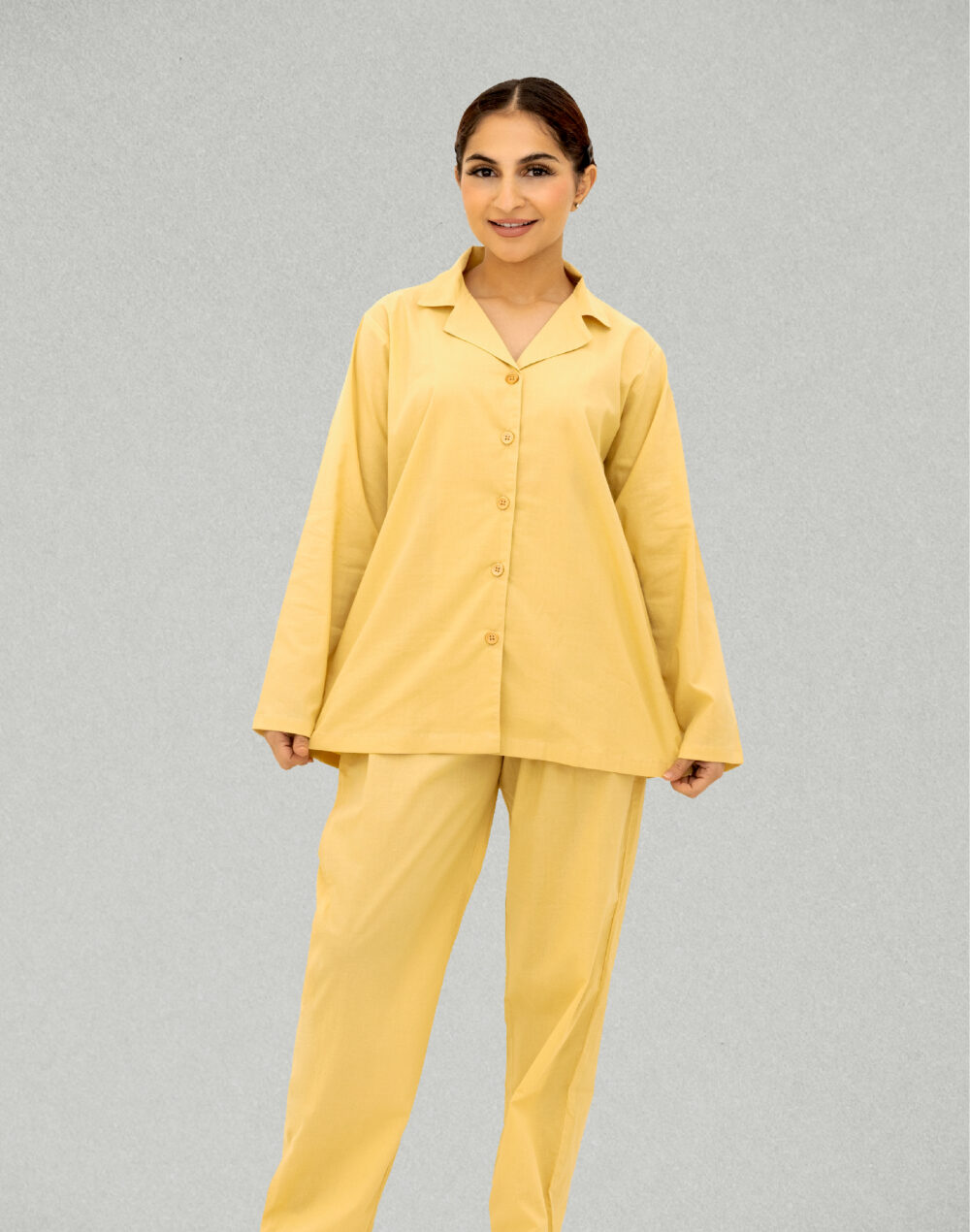 Organic Cotton Yellow Full Sleeves Shirt & Pyjamas Set - Image 2