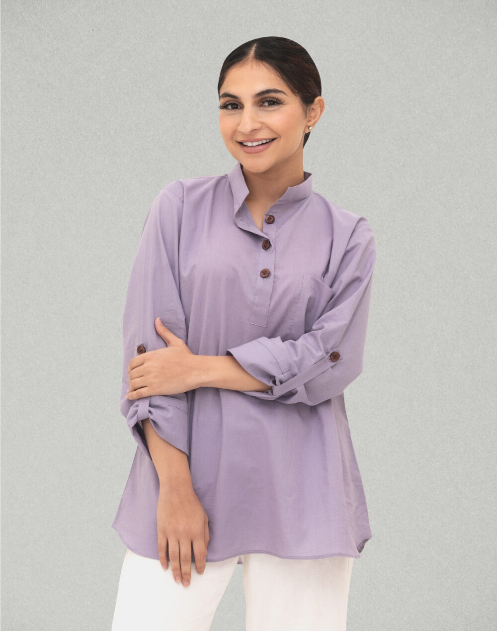 Organic Cotton Collared Blouse – Sustainable & Elegant