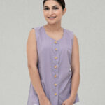 Herbal Dyed Organic Lavender lilac round neck sleeveless top
