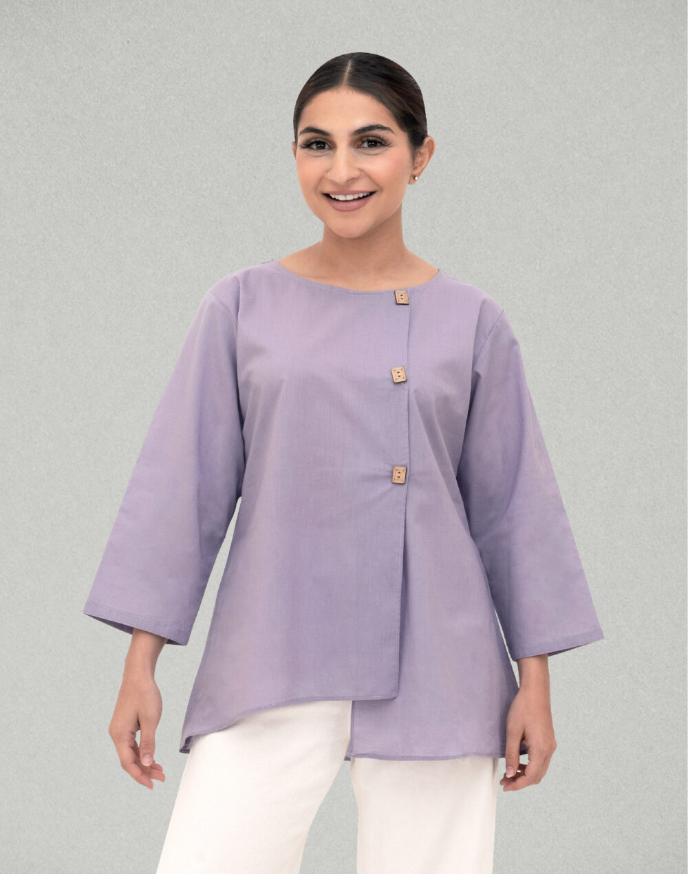 Organic Lavender Full-Sleeve Cotton Blouse – Sustainable & Stylish