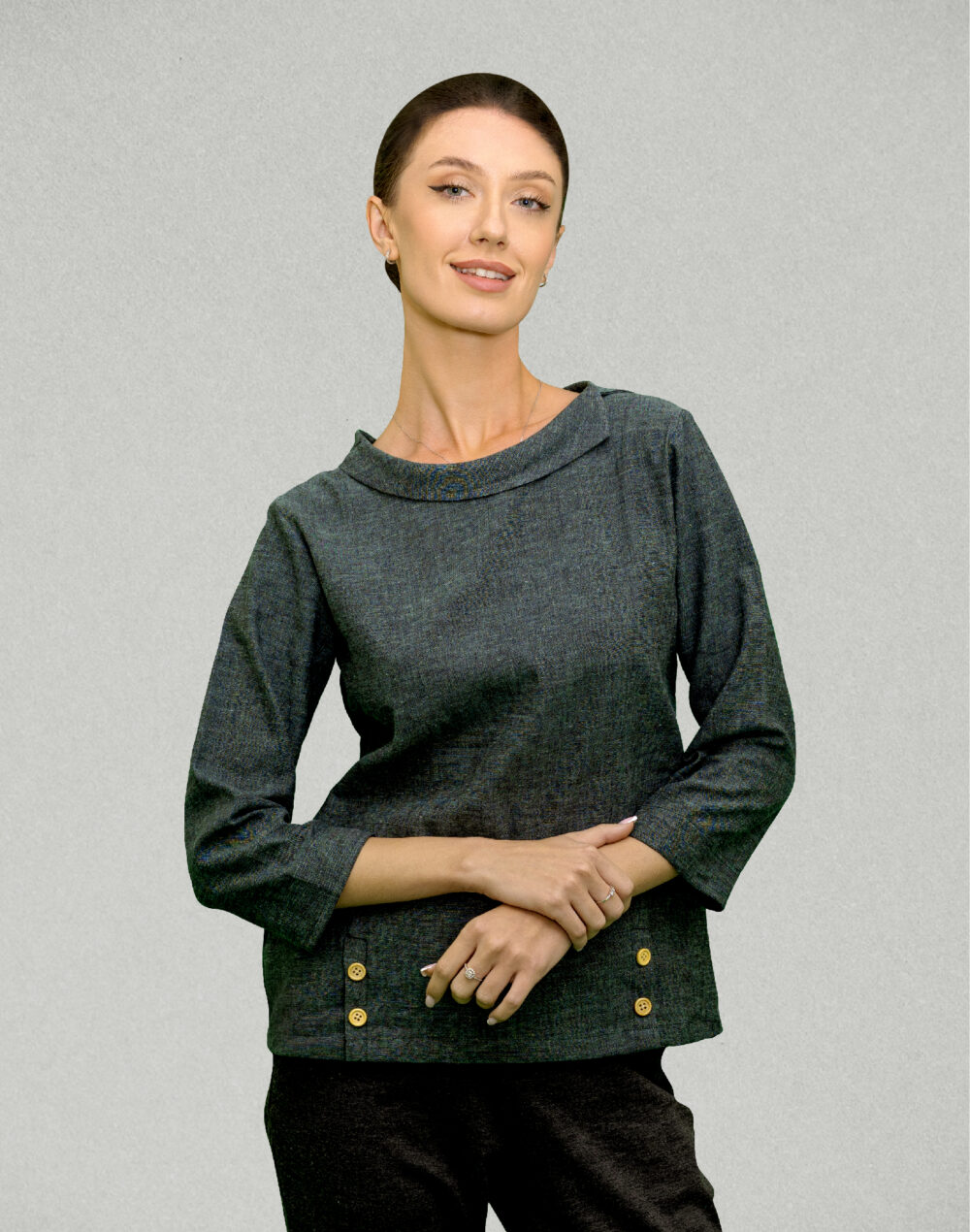 Organic Green Cotton Flap Sleeve Top – Handwoven & Sustainable