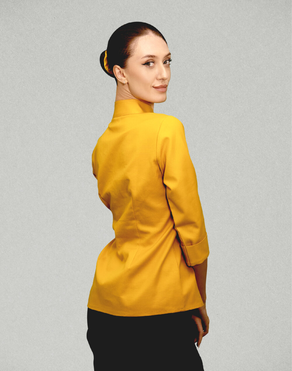 Yellow Cotton Jacket with 3/4th Sleeves - Image 2