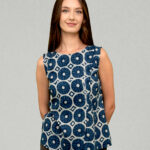 Organic Cotton Block Print Sleeveless Top – Blue & White