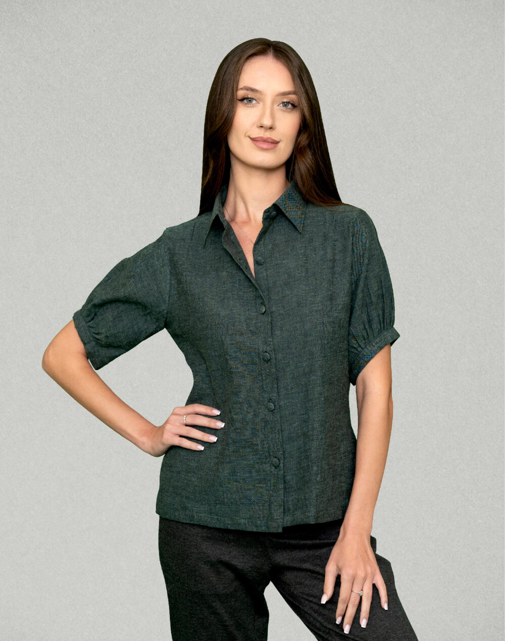 Organic Green Cotton Collared Shirt - Image 2