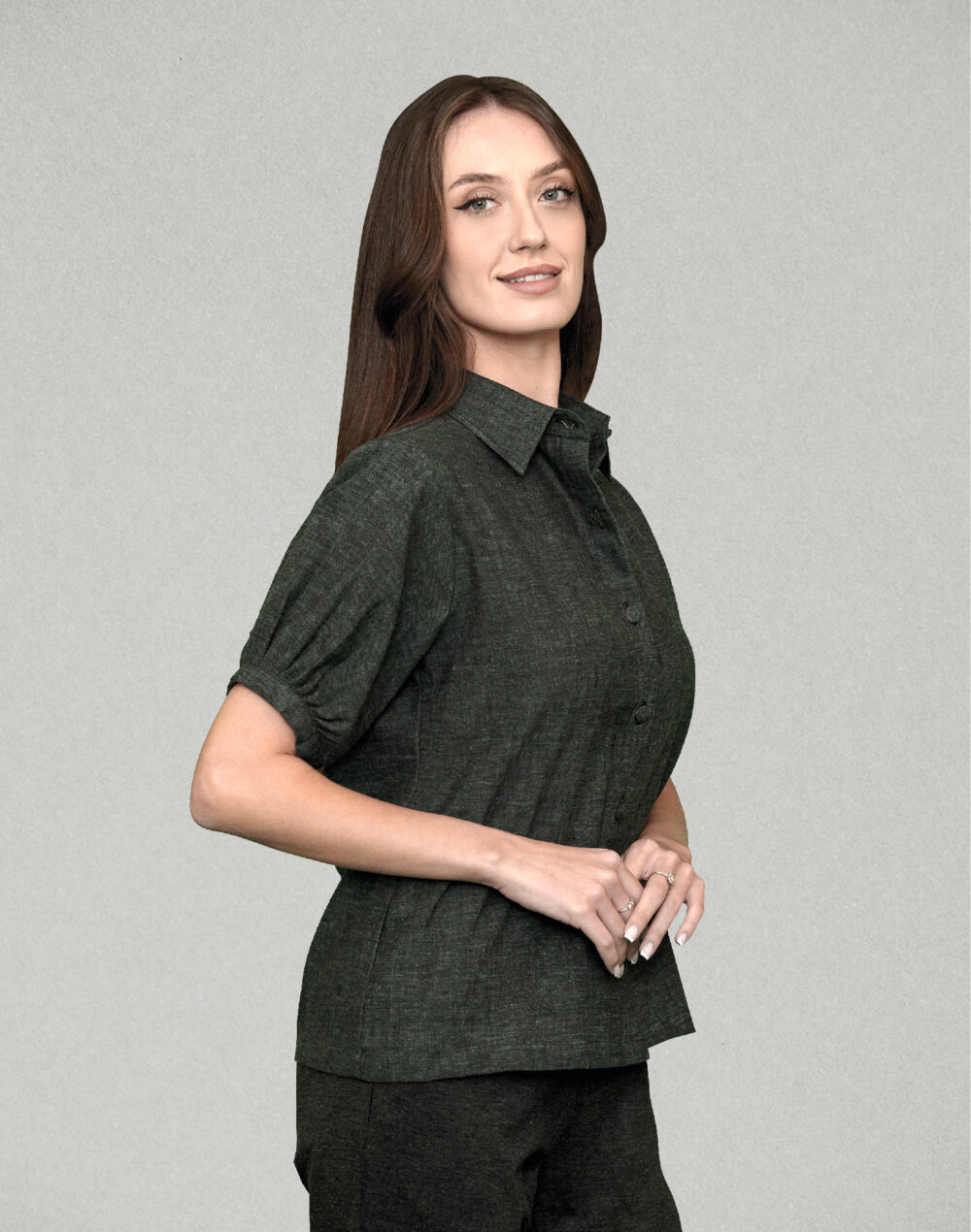 Organic Green Cotton Collared Shirt - Image 3