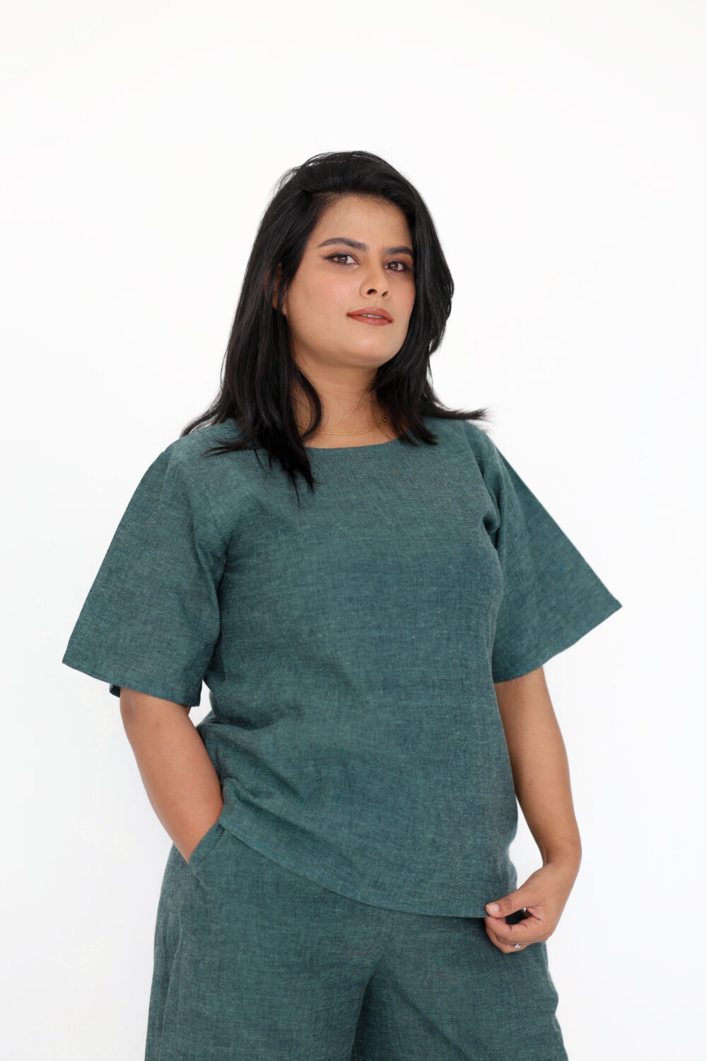 Green Handloom Co-ord Set – Sustainable & Stylish Eco-Friendly Outfit by Priyankara