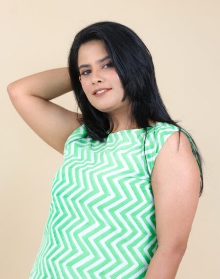 Green Hand Block Printed Cotton Dress – Lightweight & Stylish