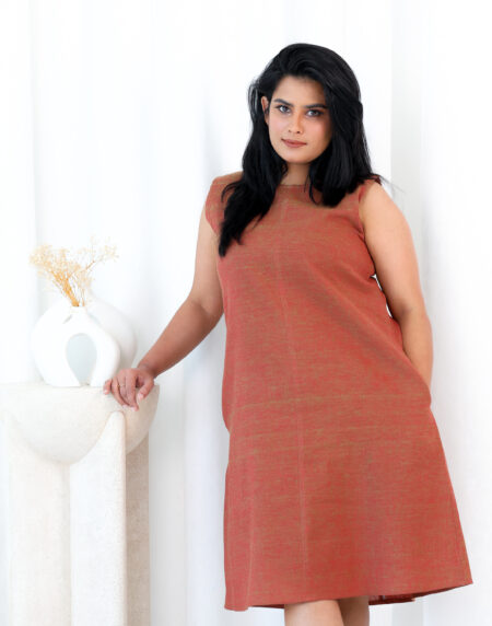 Classic Brown Handwoven Cotton Dress – Comfortable & Stylish