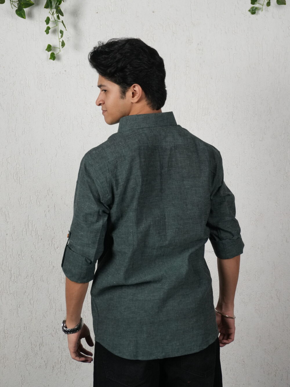 Forest green handloom shirt - Image 2