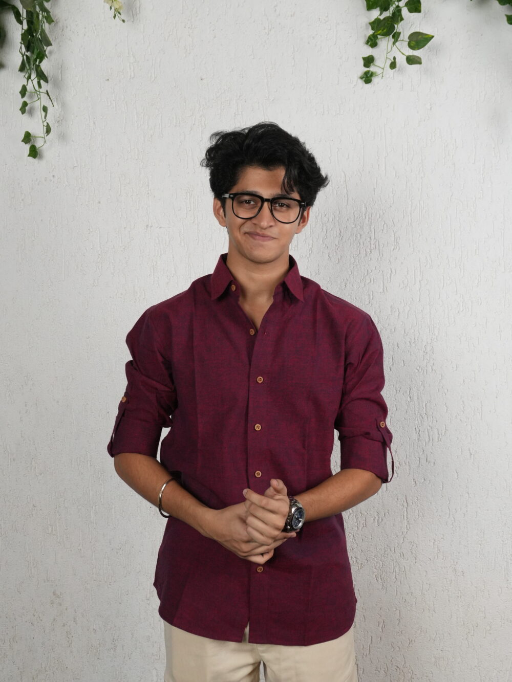 Dark red handloom shirt - Image 2