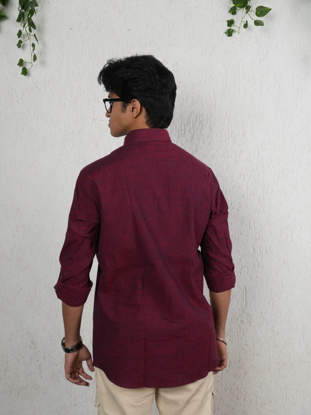 Dark red handloom shirt - Image 4