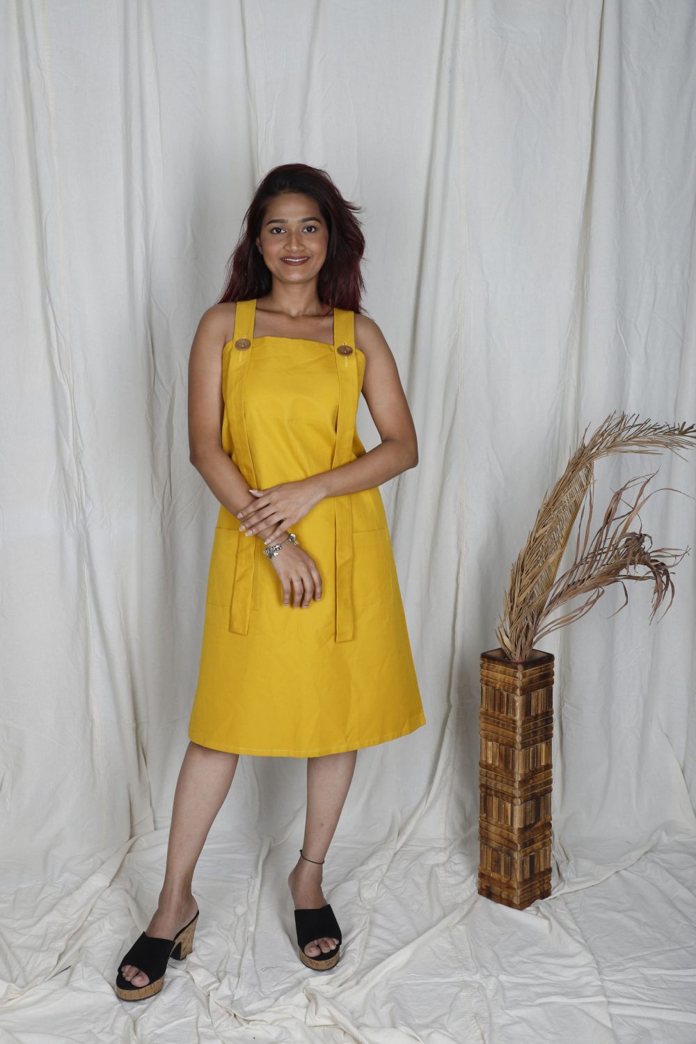 Yellow Cotton Casual Dress - Image 2