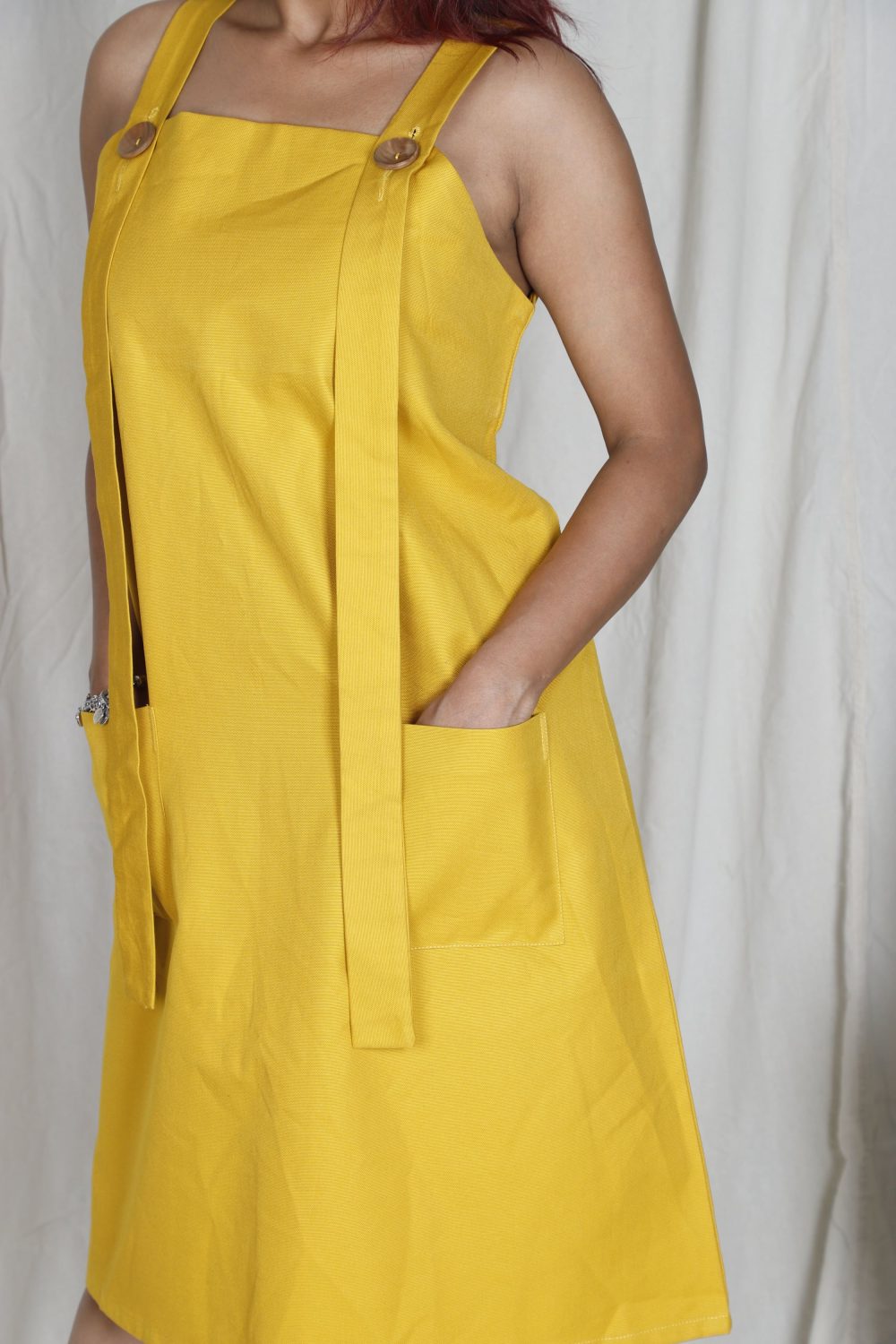 Yellow Cotton Casual Dress - Image 3