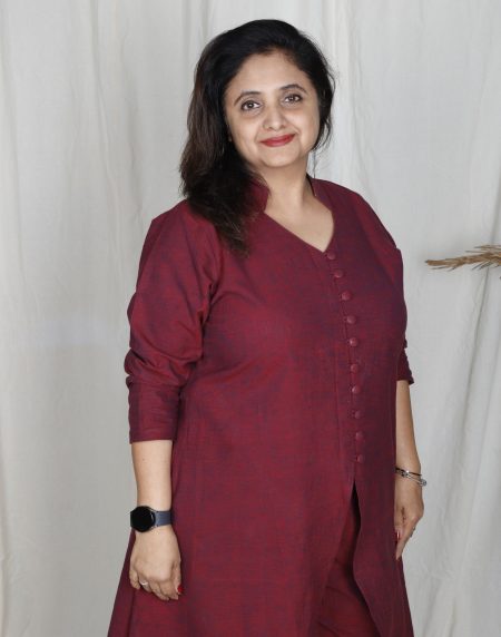 Handloom Red Kurti Set – Stylish Handwoven Cotton Kurti with Straight Pants