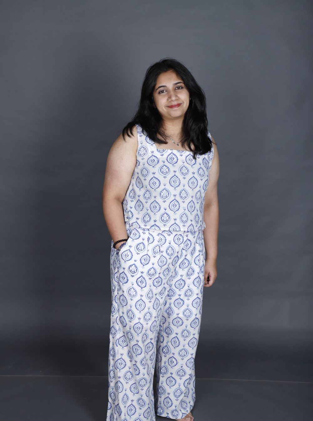 Premium Blue & White Co-ord Set Priyankara