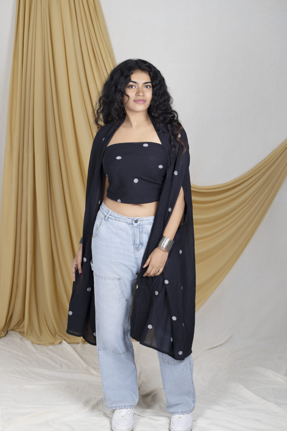 Jamdani Bandana Top Black | Strapless Cotton Crop Top - Image 4