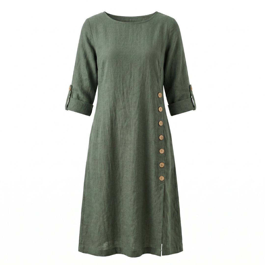 Green Handloom Cotton Dress - Image 3