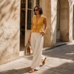 Yellow Organic Cambric Peplum Vest Top
