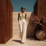 Sage Green Chevron Halter Crop Top