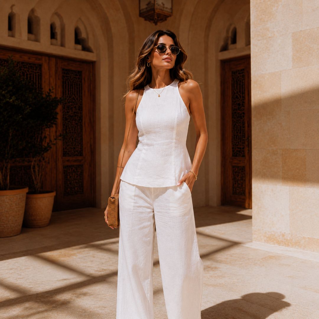 Iva White Linen Co-ord Set - Image 2