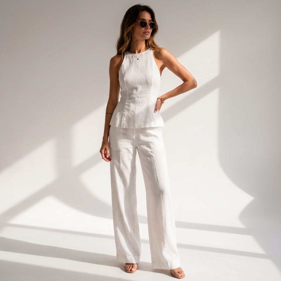 Iva White Linen Co-ord Set - Image 4
