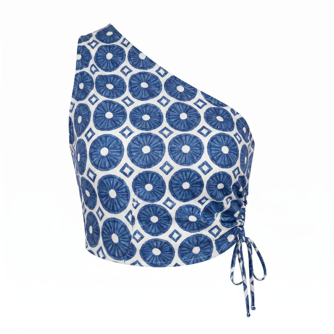 Indigo Block Print Halter Vest Top - Image 4