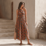 Eco-friendly women's summer bagru print dress