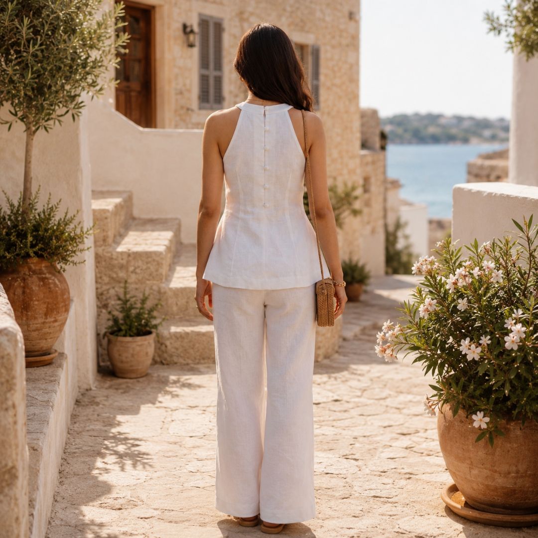 Iva White Linen Co-ord Set - Image 6